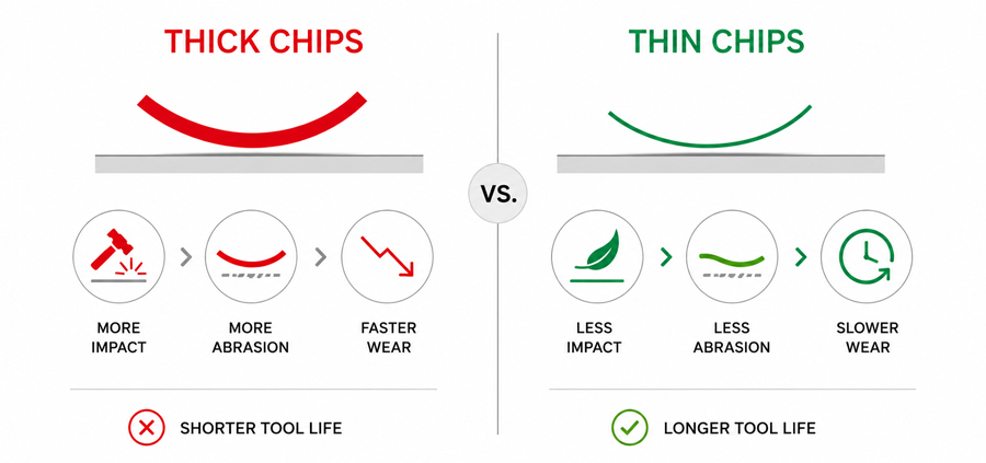 Chip thickness impact and wear explanation