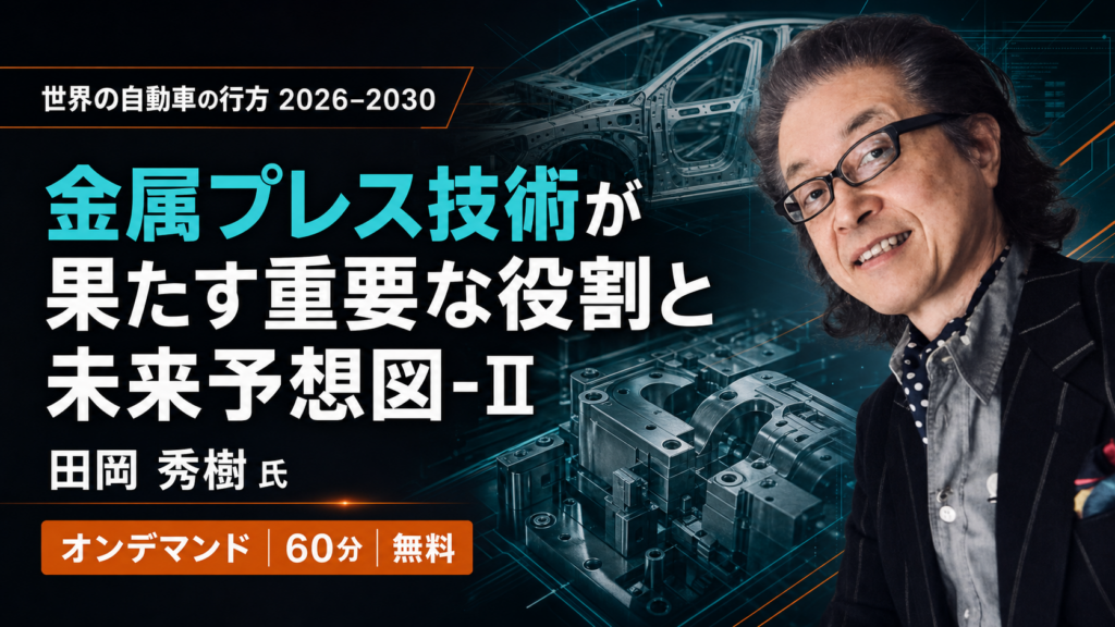 【セミナーアーカイブ配信】世界の自動車の行方 2026–2030～金属プレス技術が果たす重要な役割と未来予想図-Ⅱ