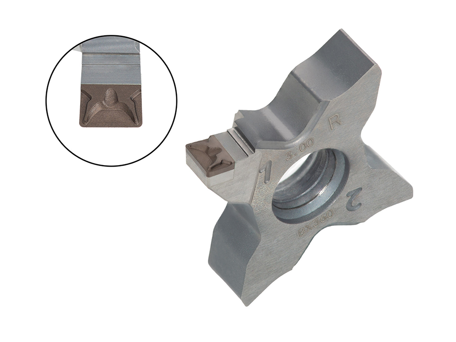 TetraMiniCut_New CBN tipped insert with 3D chipbreaker_top