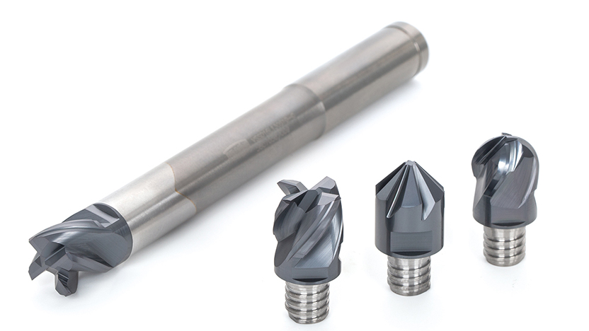 High-efficiency head exchangeable end mill series TungMeister significantly expanded with the latest grade AH715