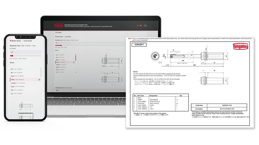 Tungaloy Launches New Drawing Generator for Special DeepTri-Drill Tools