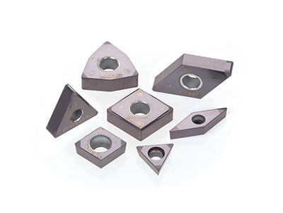Coated CBN grades “BXA30 & BXA40”, which are suitable for machining hardened materials.